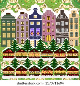 Holidays Vector illustration. Vector illustration. Christmas and Happy New Year greeting card.