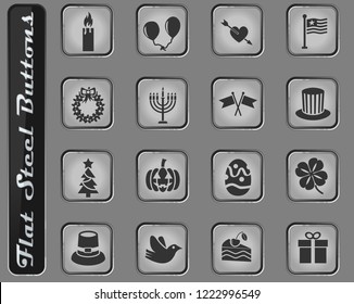 holidays vector web icons on the flat steel buttons