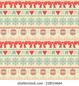 Holidays vintage Christmas seamless boarders design. Abstract silhouette new year ornament. Repeating pattern background. Winter texture