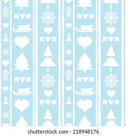 Holidays vintage Christmas seamless boarders design. Abstract silhouette new year ornament. Repeating pattern background. Winter texture