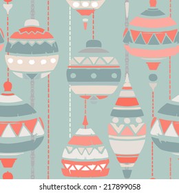 Holidays vintage Christmas seamless pattern with balls. Abstract new year ornament. Repeating print background. Winter texture design