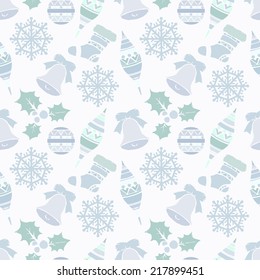 Holidays vintage Christmas seamless pattern design. Abstract silhouette new year ornament. Repeating print background. Winter texture