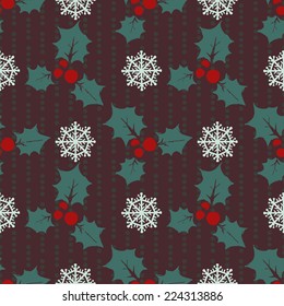 Holidays vintage Christmas seamless pattern. Abstract silhouette new year ornament. Repeating print background. Winter silhouette texture. Fabric design. Wallpaper 