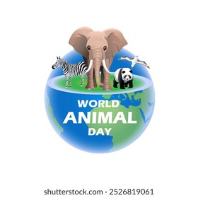 Holidays. World Animal Day poster. Vector art illustration