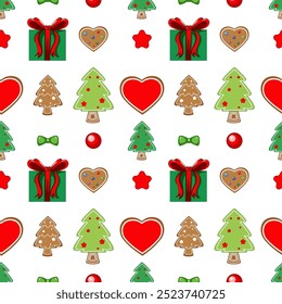Holiday-themed icons in a repeating pattern