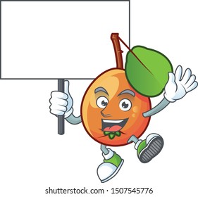 Holiding board shipova fruit cartoon character for logo