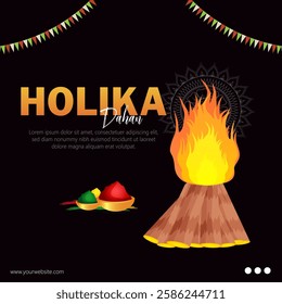 Holika Dahan is a Hindu festival celebrated on the eve of Holi, symbolizing the victory of good over evil.
