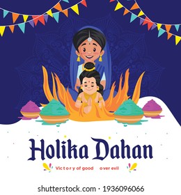 Holika dahan indian festival celebration banner design. Vector graphic illustration. 