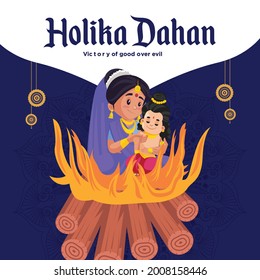 Holika dahan indian festival celebration banner design.