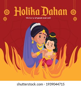 Holika dahan victory of good over evil banner design template. Vector graphic illustration.