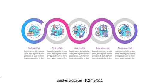 Holistay ideas vector infographic template. Picnic in park. Presentation design elements. Data visualization with 5 steps. Process timeline chart. Workflow layout with linear icons
