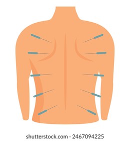 Holistic acupuncture therapy illustration for alternative back pain relief with traditional chinese treatment and therapeutic acupressure