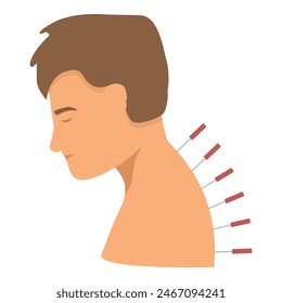 Holistic acupuncture therapy illustration for alternative medicine and healthcare treatment with needles for pain relief and wellness