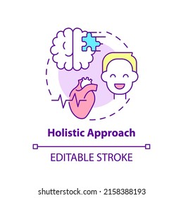 Holistic approach concept icon. Complex treatment. Mental health trend abstract idea thin line illustration. Isolated outline drawing. Editable stroke. Arial, Myriad Pro-Bold fonts used