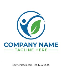 Holistic Health Logo Depicting a Person Leaf Combination Design for Wellness Lifestyle or Environmental Organization