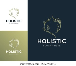 Holistic medical and health wellness logo design vector illustration