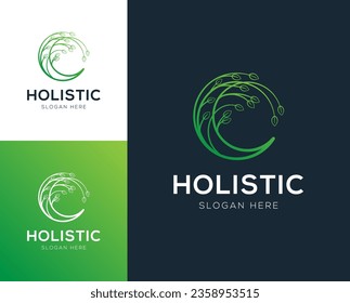 Holistic medical and health wellness logo design vector illustration