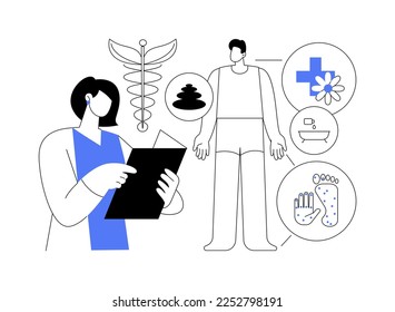 Ilustración vectorial de concepto abstracto de medicina holística. Medicina natural alternativa, terapia mental holística, tratamiento corporal completo, práctica de la salud, enfermedad, metáfora abstracta médica integradora.