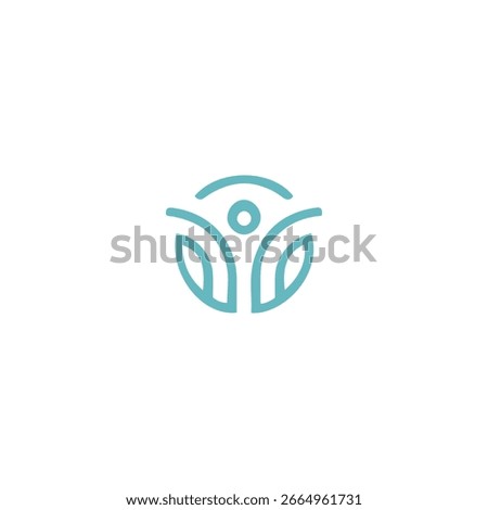 Holistic Wellness Logo - Abstract Human Figure with Leaf Motifs, Personal Growth, Health, Yoga, Meditation, Natural, Organic, Eco-Friendly, Circular Design, Community, Charity, Medical, Fitness, Life
