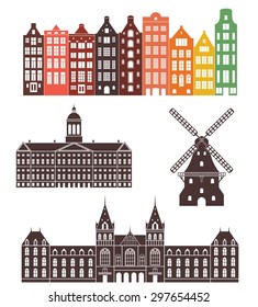 Holland buildings logo. Abstract Holland buildings on white background. EPS 10. Vector illustration