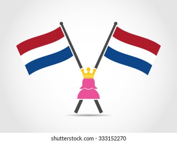 Holland Crossed Flag Emblem Queen