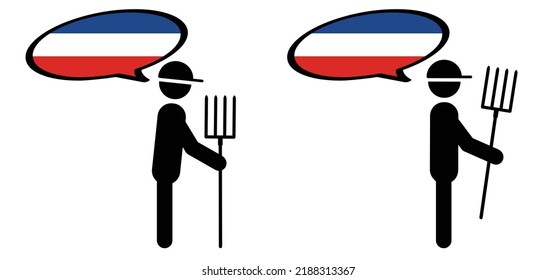 Holland or Dutch flags. protest,no farms, no food, protect. Cartoon farmers, the angry farmers protestation, manifestation, protesting, demonstration or activists. stick vacuum, co2, no or no2