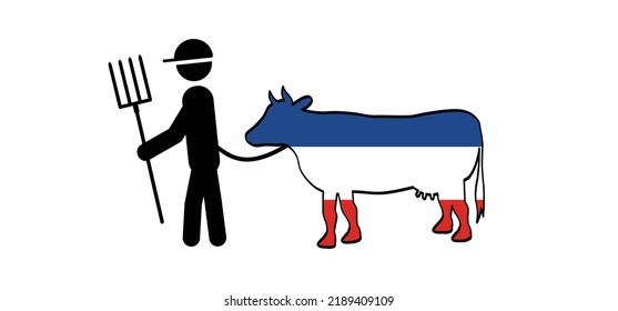 Holland or Dutch flags. protest,no farms, no food, protect. Cartoon farmers, the angry farmers protestation, manifestation, protesting, demonstration or activists. stick vacuum