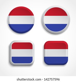 Holland flag buttons, vector illustration