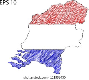 Holland Flag Map Vector Sketch Up, EPS 10.