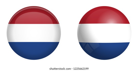 Holland flag under 3d dome button and on glossy sphere / ball.