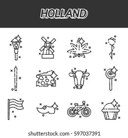 Holland flat icons set