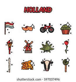 Holland flat icons set