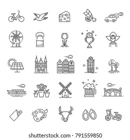 Holland flat icons set