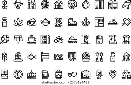 Holland icons  High-Quality Vector Icons Collection with Editable Stroke. Ideal for Professional and Creative Projects.