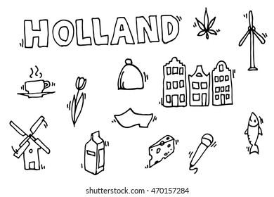 Holland icons set. Vector illustration, EPS 10