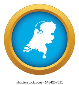 Holland map icon blue vector isolated on white background for any design