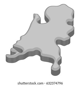 Holland map icon in monochrome style isolated on white background vector illustration