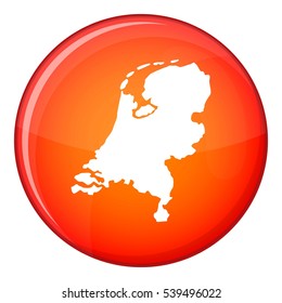 Holland map icon in red circle isolated on white background vector illustration