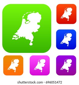 Holland map set icon in different colors isolated vector illustration. Premium collection