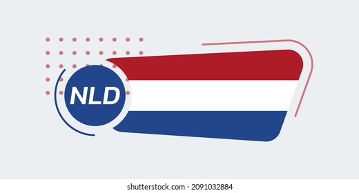 Holland or the Netherlands flag icon or badge. Dutch national emblem with abstract background and geometric shapes. Vector illustration.