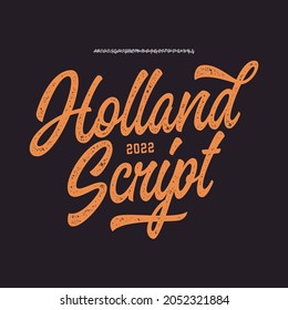 Holland Script. Original Brush Script Font. Vector