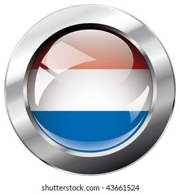 holland shiny button flag vector illustration. Isolated abstract object against white background.
