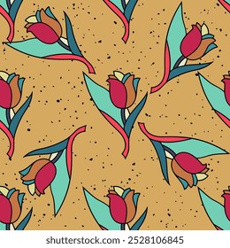 holland, tulip, pattern, background, seamless, design, vector, motif, ornament, blossom, leaf, beauty, textile, vintage, cute, meadow, art, wallpaper, nature, print, illustration, abstract, texture