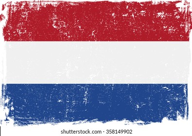 Holland vector grunge flag isolated on white background.