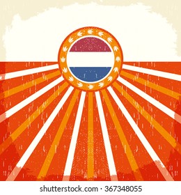 Holland vintage old poster with Netherlands flag colors - card vector design, Holland holiday decoration