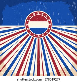 Holland vintage old poster with Netherlands flag colors - card vector design, Holland holiday decoration