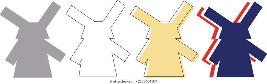 Holanda Ilustración vectorial de molino de viento Los Países Bajos Viaje Lugar famoso línea de arte y silueta del molino de viento