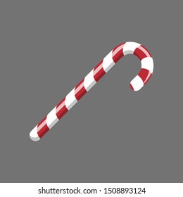 Holliday caramel on grey background. Isolated image of candy. Icon of lollipop. Dessert of christmas or halloween. Vector illustration