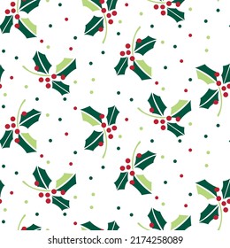 Hollies berries seamless repeat print for Christmas