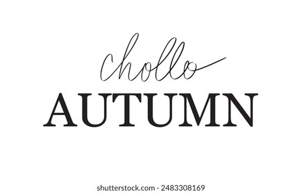 Hollo autumn text font calligraphy hand lettering black dark color symbol sign september october november month leaf maple fall greeting orange sale advertisement product object icon design foliage